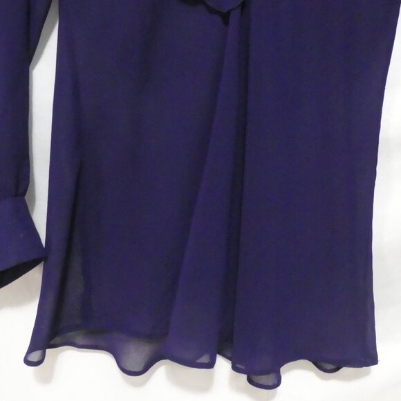 NEW YORK COMPANY | size 8 | Elegant Purple Ruffled V-Neck Blouse - Picture 8 of 14